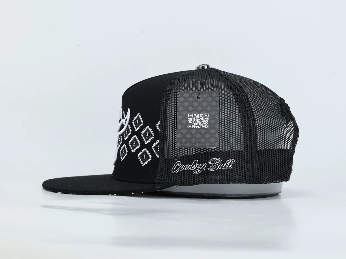 The Ranch Hats Cowboy Bull Black Aztec